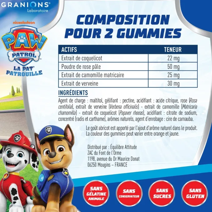 Pat Patrouille - Gummies Sommeil - 60 Gummies - Abricot