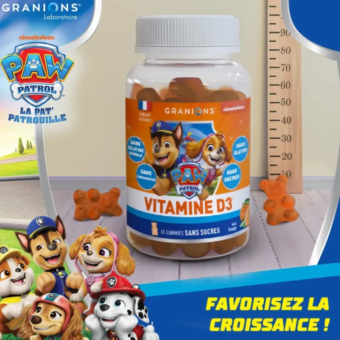 Pat Patrouille - Gummies Vitamine D3 - 60 Gummies - Orange