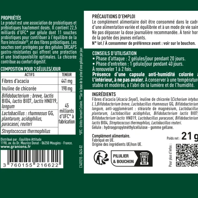 Probiotiques et Prébiotiques - 40 gélules gastro-résistantes