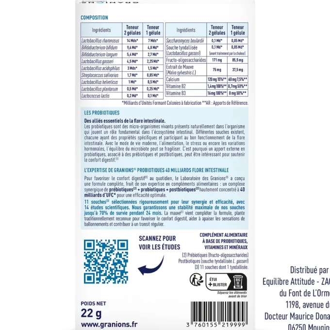Probiotiques Flore Intestinale - 40 gélules