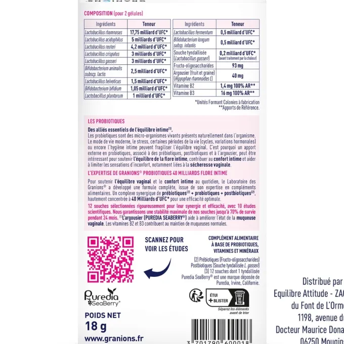 Probiotiques Flore Intime - 40 gélules