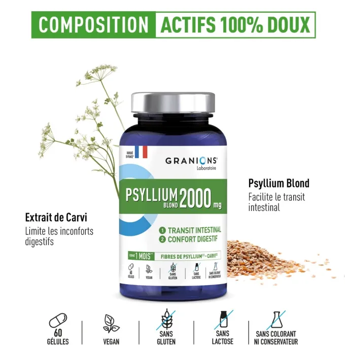 Psyllium Blond 2000mg - 60 gélules