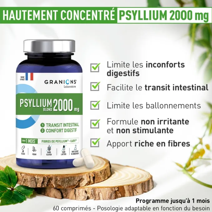 Psyllium Blond 2000mg - 60 gélules