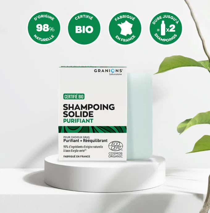 Shampoing Solide Certifié Bio - Purifiant - 80 g