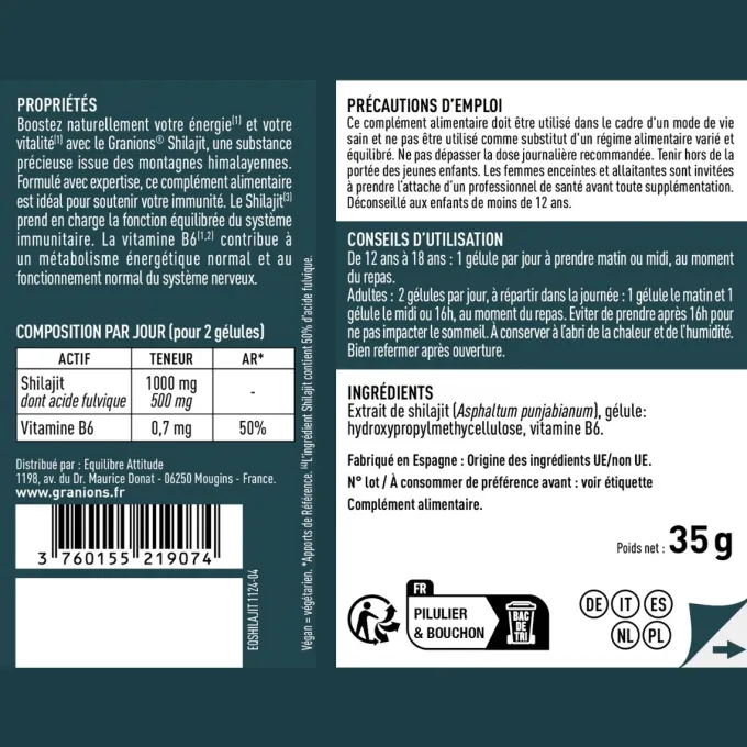 Shilajit 1000 mg 60 gélules