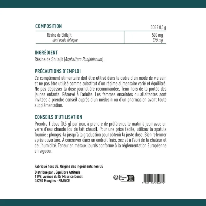 Shilajit pur en résine - 500mg