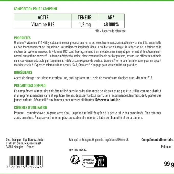 Vitamine B12 Format 6 mois