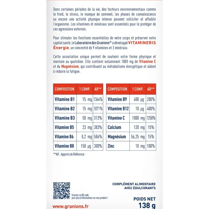 Vitamineris Énergie 1000mg - 28 comprimés