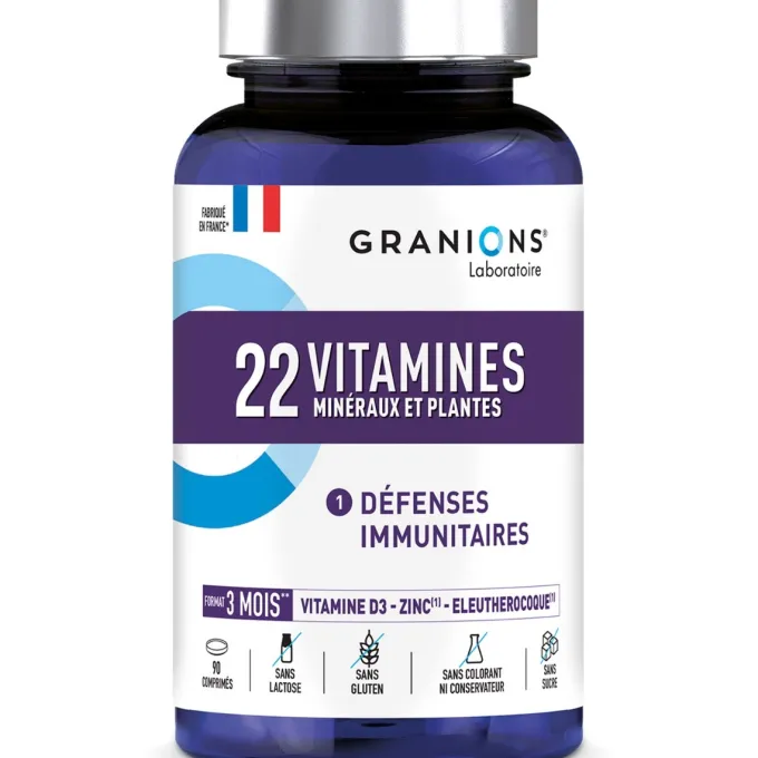 22 Vitamines Minéraux et Plantes 90 comprimés