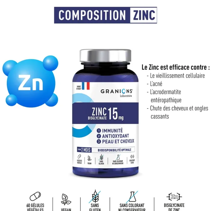 Zinc Bisglycinate 15mg - 60 gélules