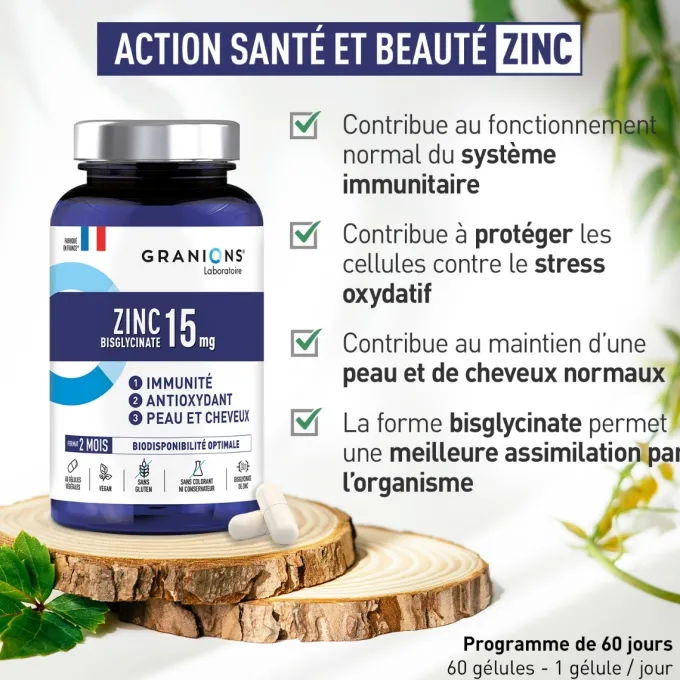 Zinc Bisglycinate 15mg - 60 gélules